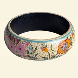 🌼VTG Painted Wood Bangle Bracelet